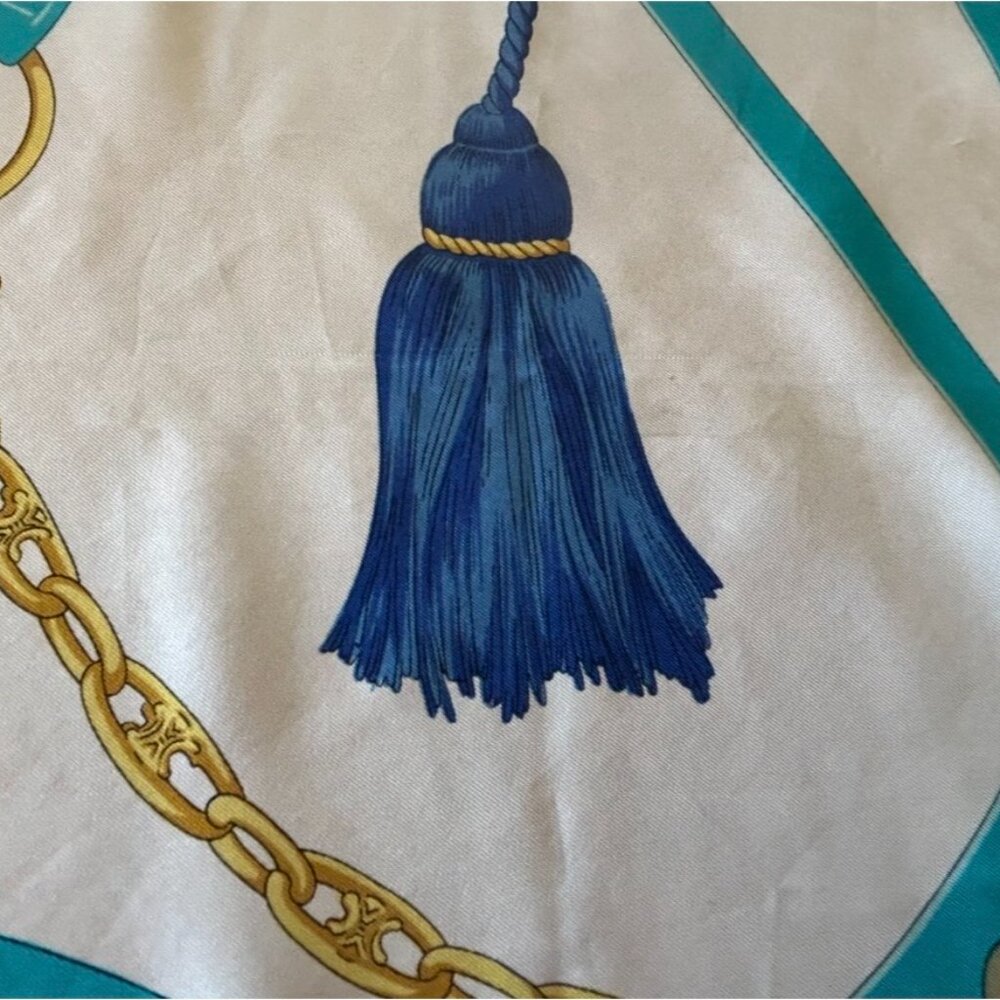 Vintage Celine Paris Equestrian Motif Silk Scarf, ~ 34 x 34 - Picture 5 of 16